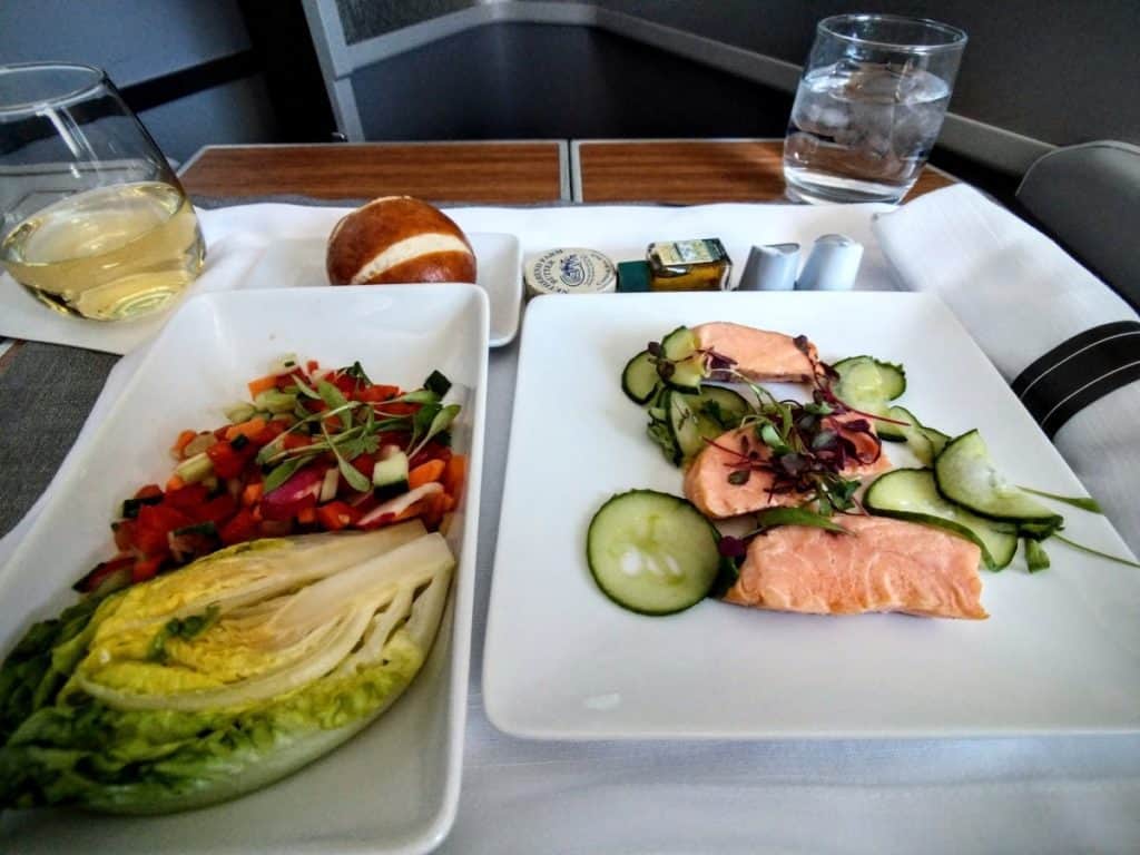 American Airlines 777-200 Business Class appetizer