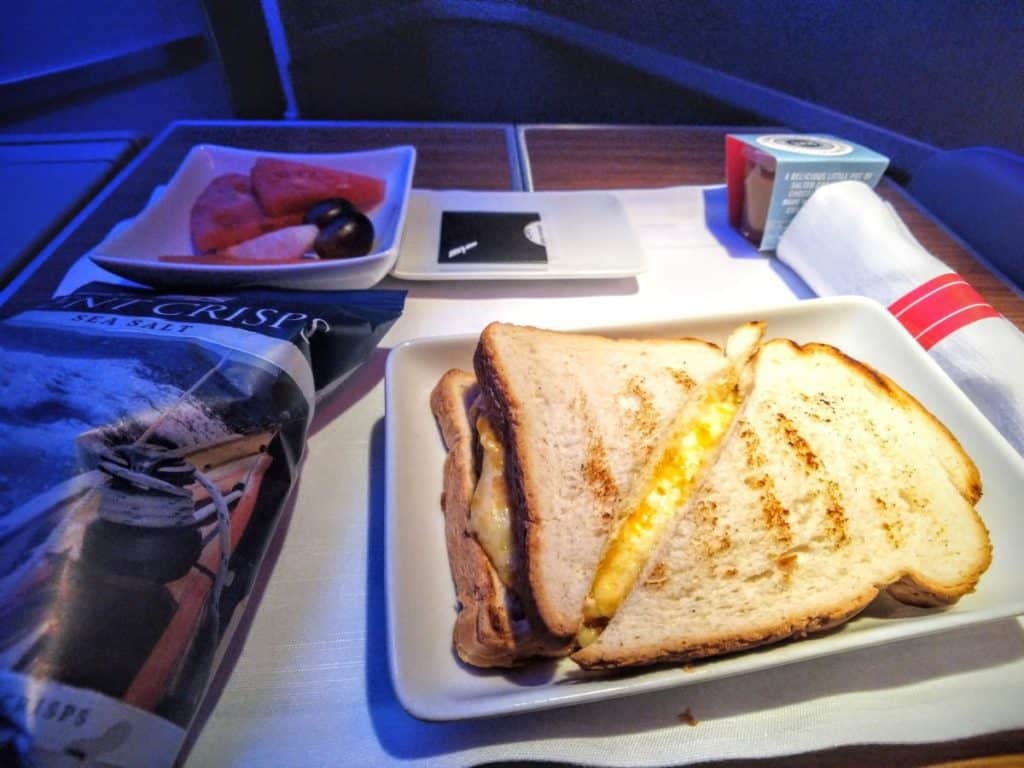 American Airlines 777-200 Business Class light meal