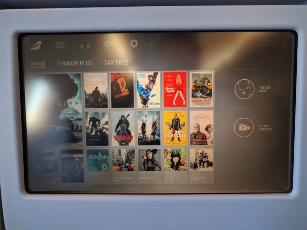 Finnair A330 Business Class IFE screen