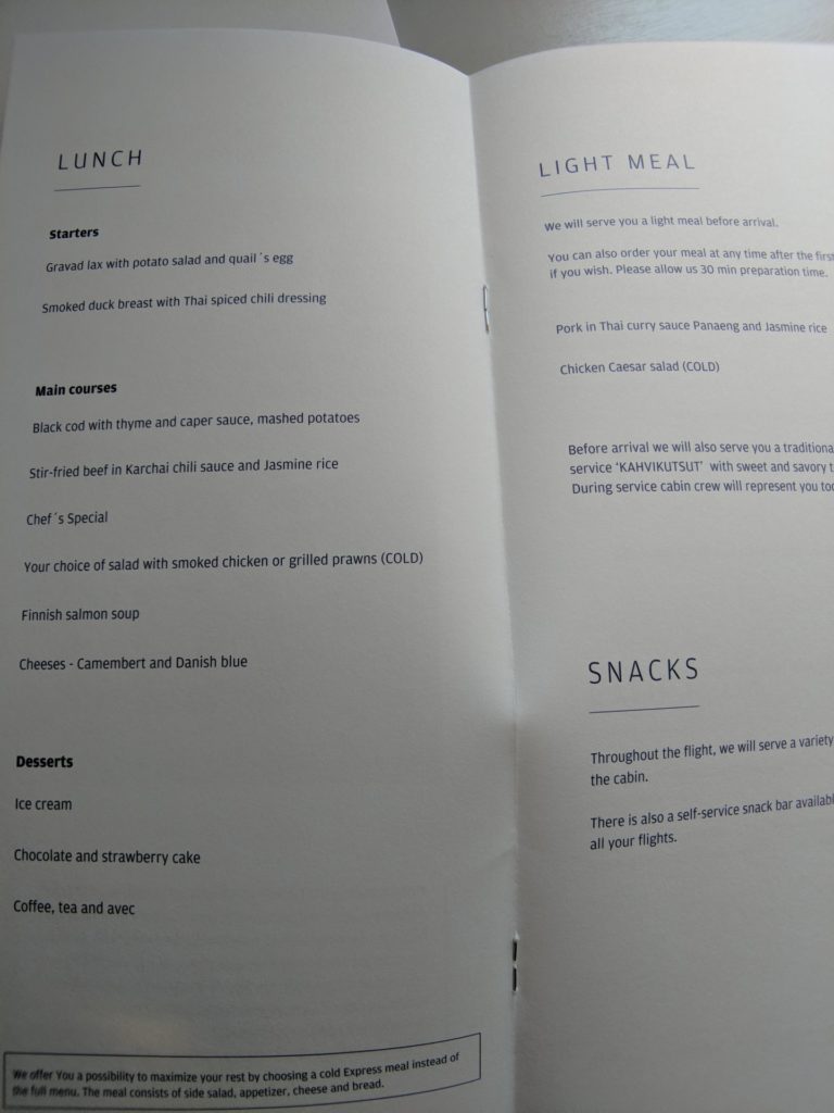 Finnair A350 Business Class Food and Drinks