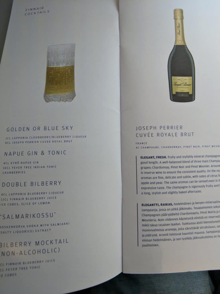 Finnair A350 Business Class Food and Drinks