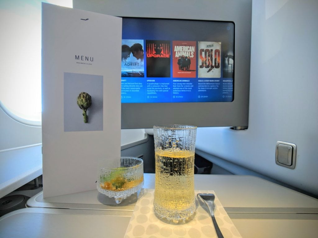 IFE and some Champagne on Finnair A350 Business Class